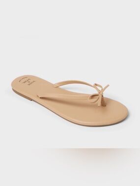 Tula Tan Sandal Flip Flop w/ Bow Sz 7 Memory Foam Insole SOLD OUT! Kate ♠️ Vibes